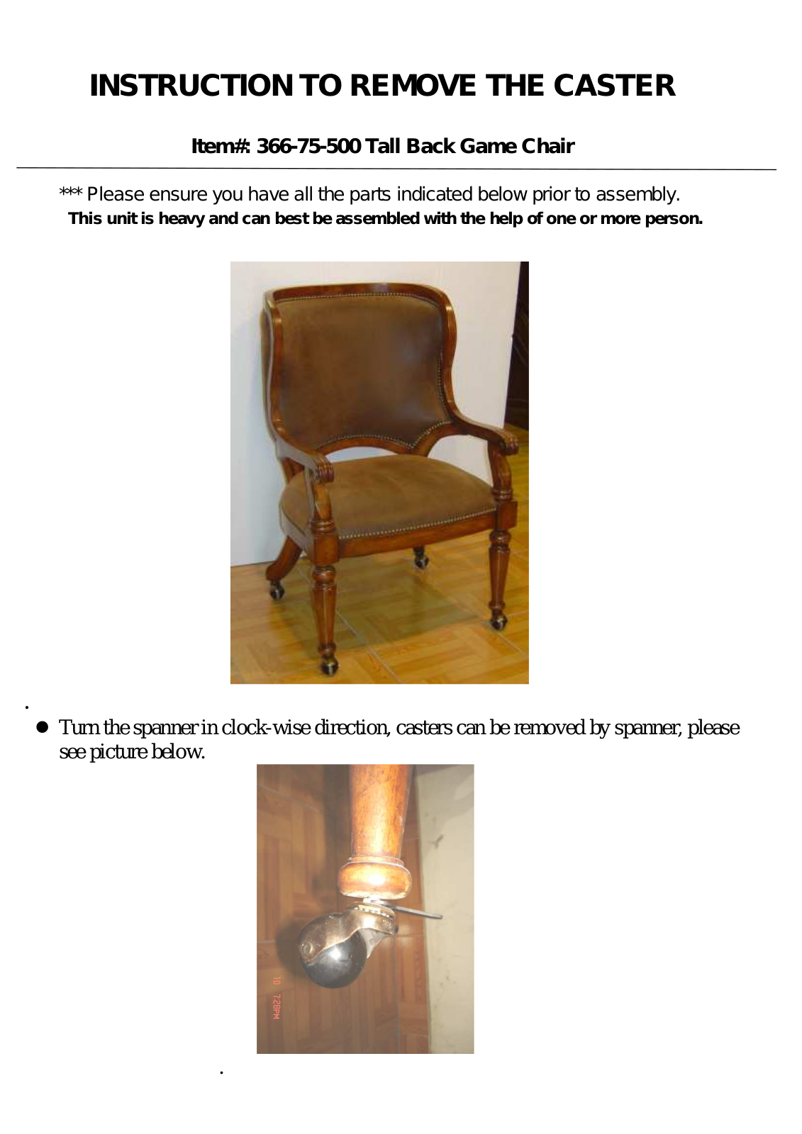 Hooker Furniture 36675500 Assembly Guide