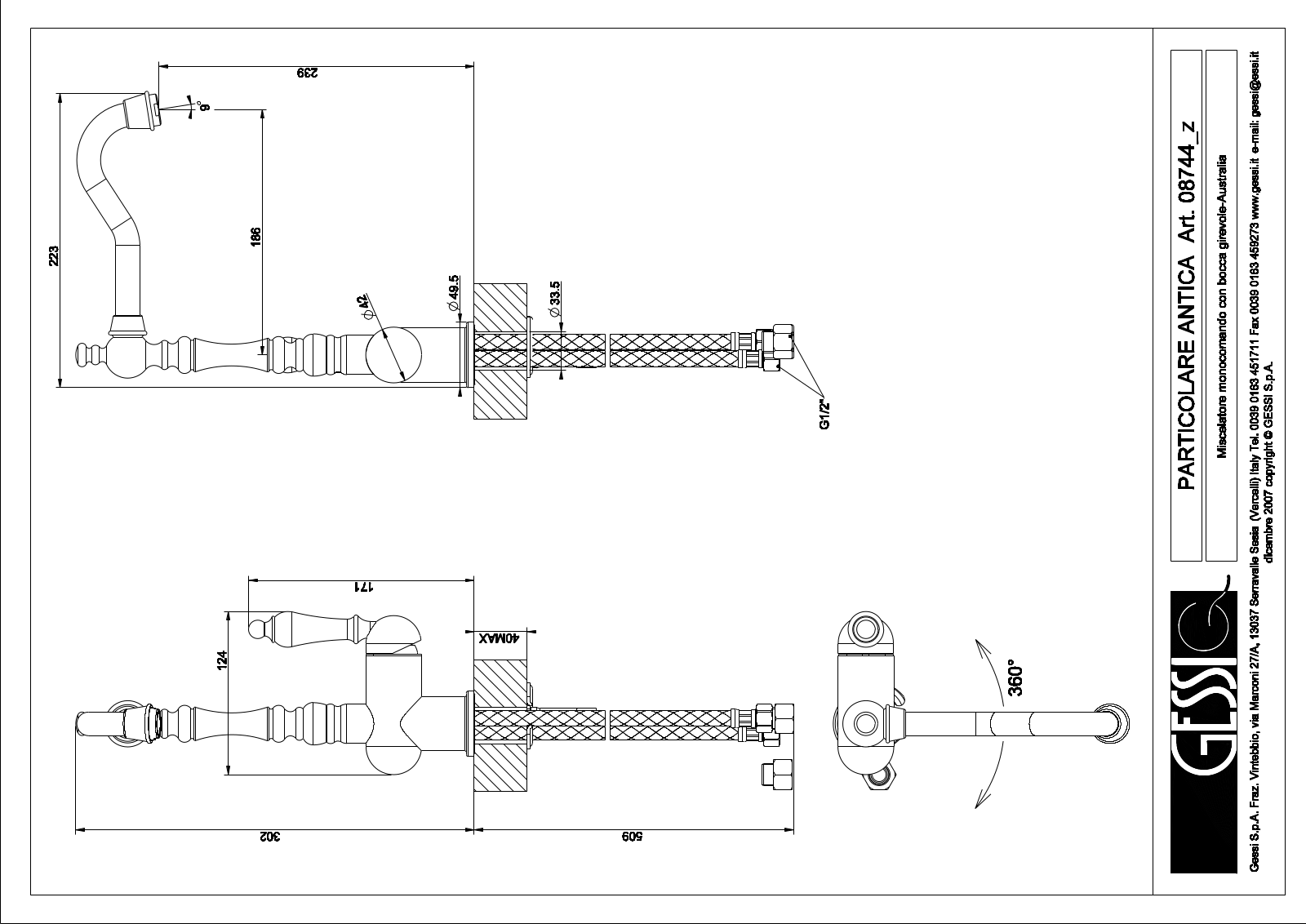 Gessi 08744BN, 08744, ROMANCE, 08744BR Datasheet