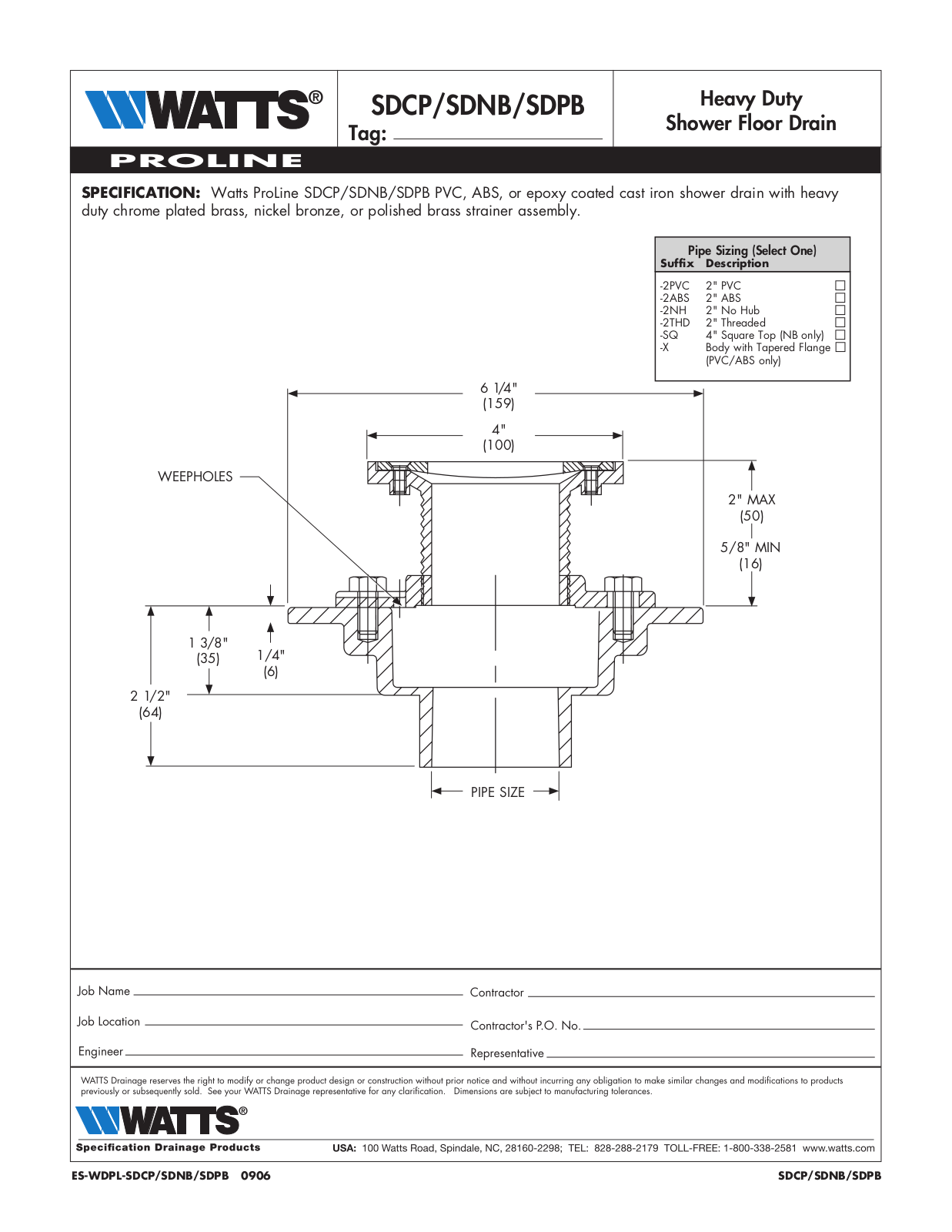 Watts SDCP, SDNB, SDPB User Manual