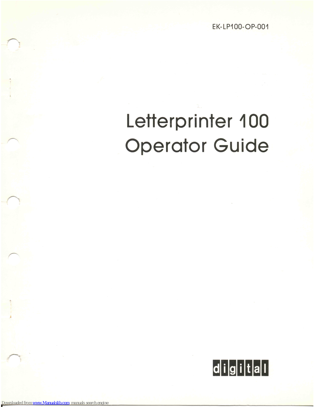 Digital Equipment Letterprinter 100 Operator's Manual