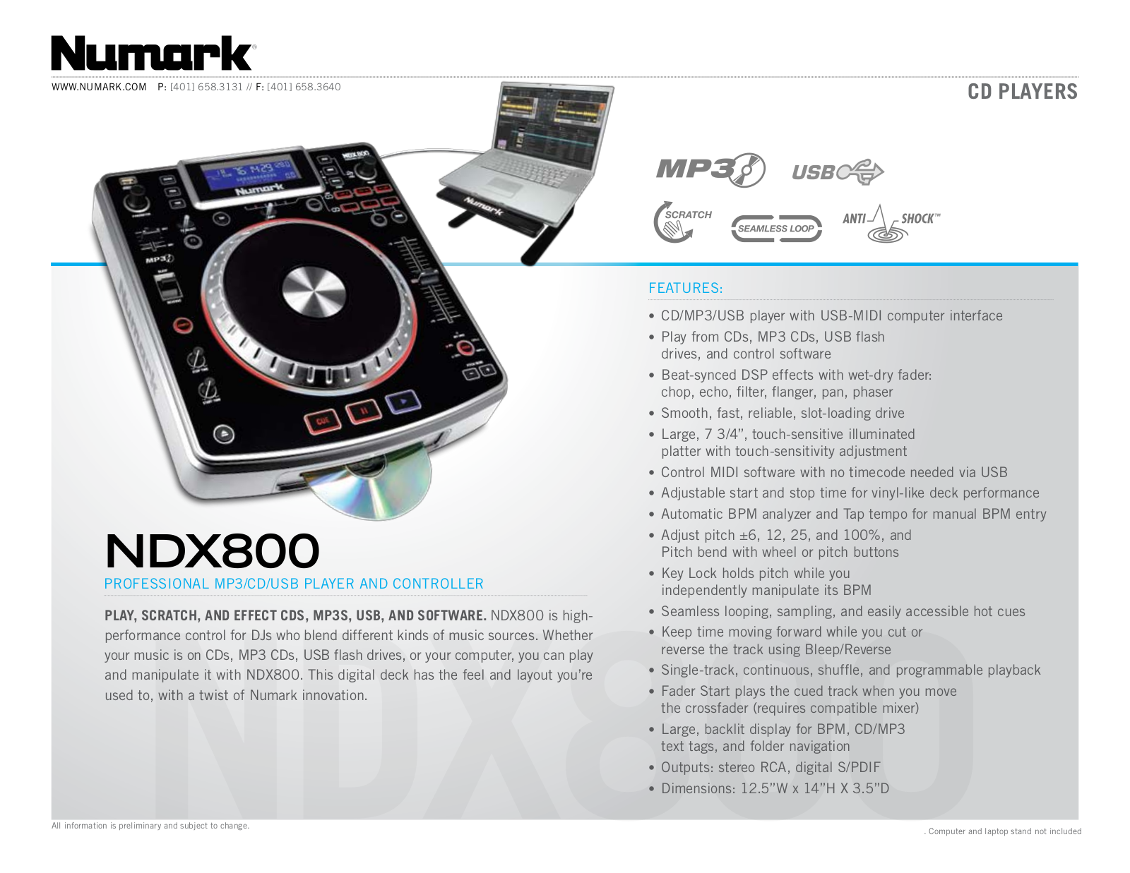 Numark Industries NDX800 User Manual