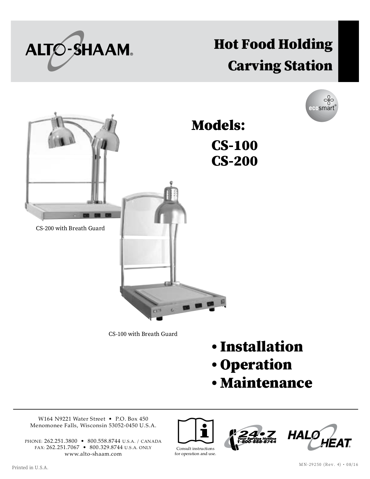 Alto Shaam CS-100 Installation Manual