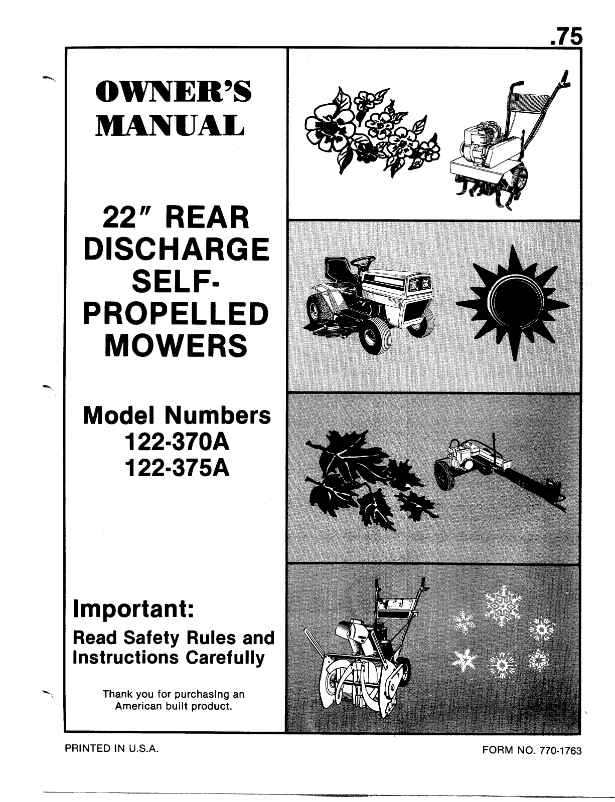 MTD 122-370A, 122-375A User Manual