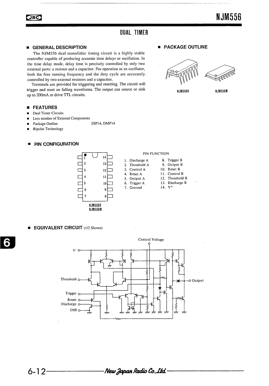 JRC NJM556D, NJM556M Datasheet