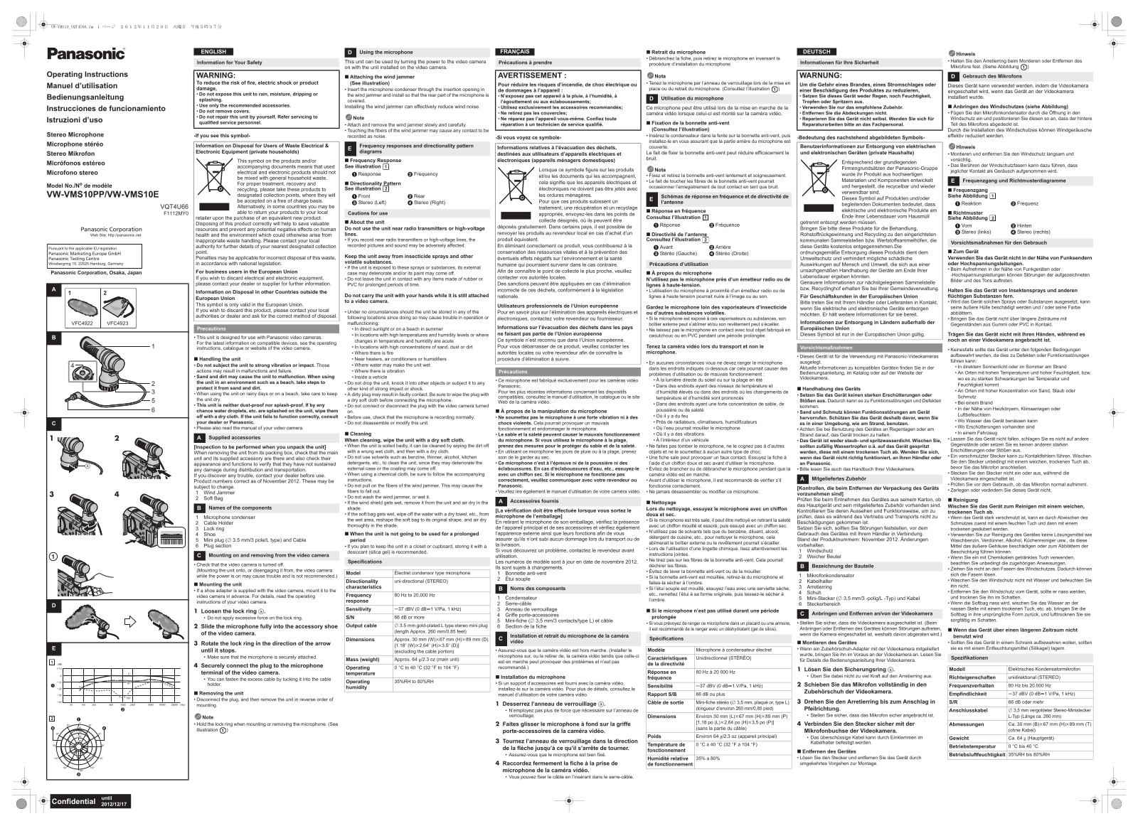 Panasonic VW-VMS10 Operation Manual