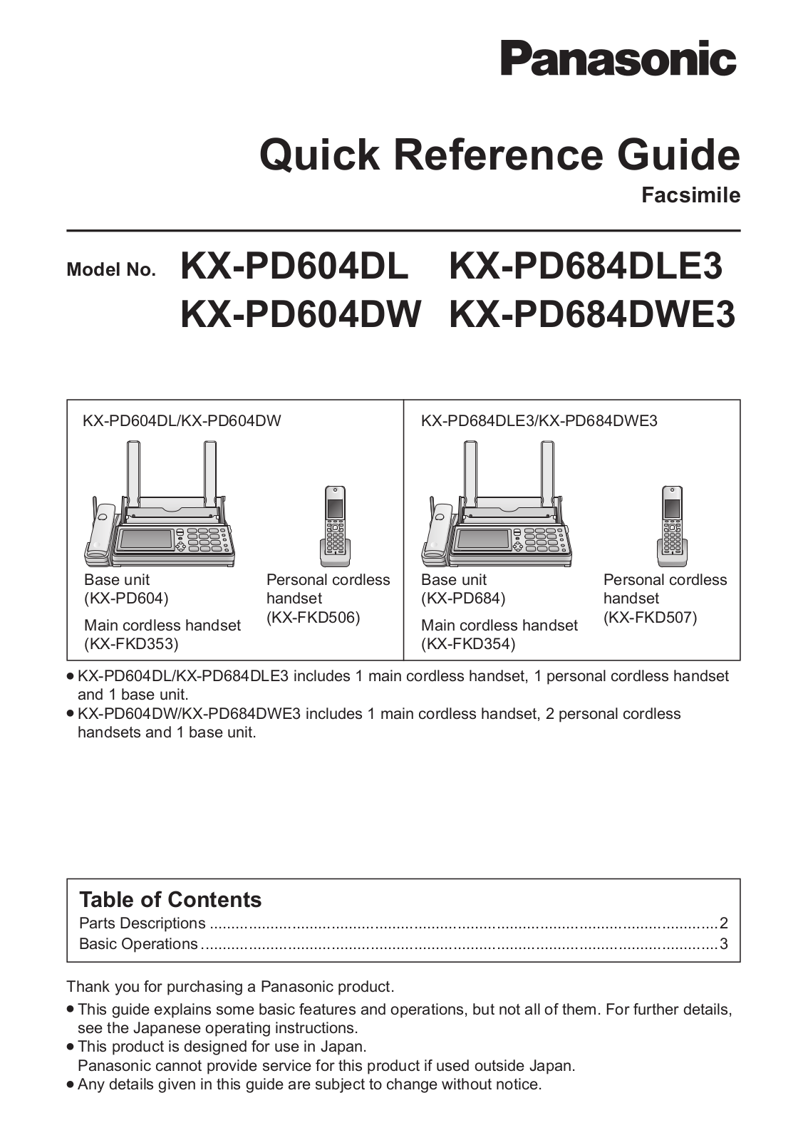 Panasonic KX-PD604DL, KX-PD684DLE3, KX-PD684DWE3, KX-PD604DW User Manual