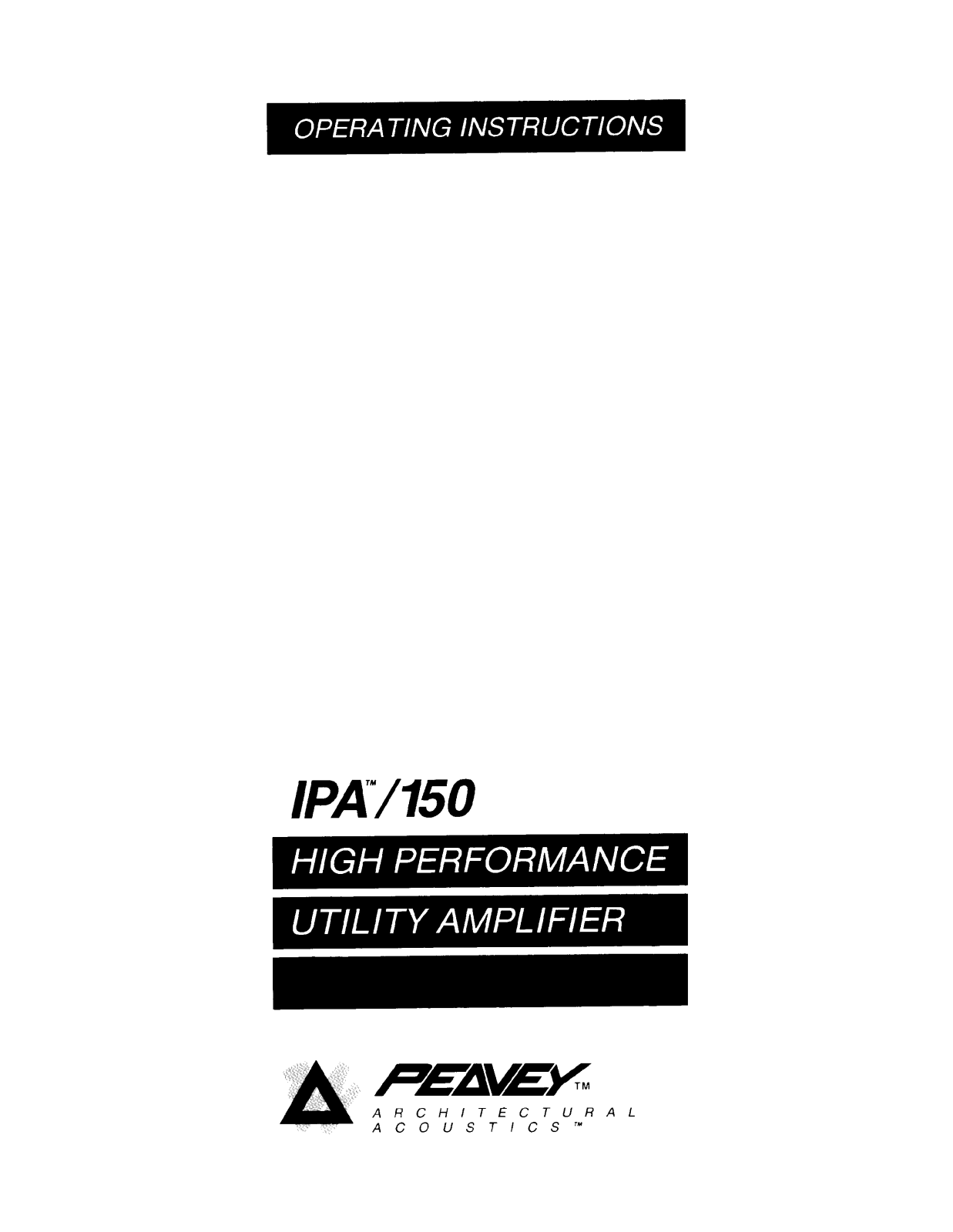 Peavey IPA-150 Operating Manual