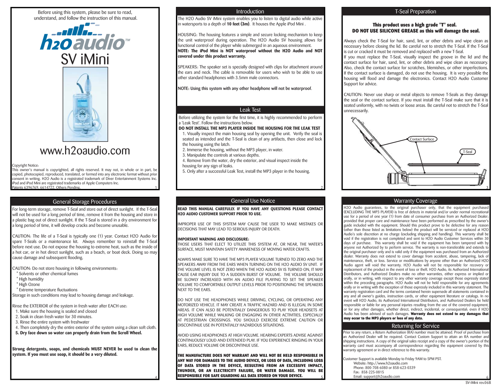 H2O Audio SV-iMini User Manual