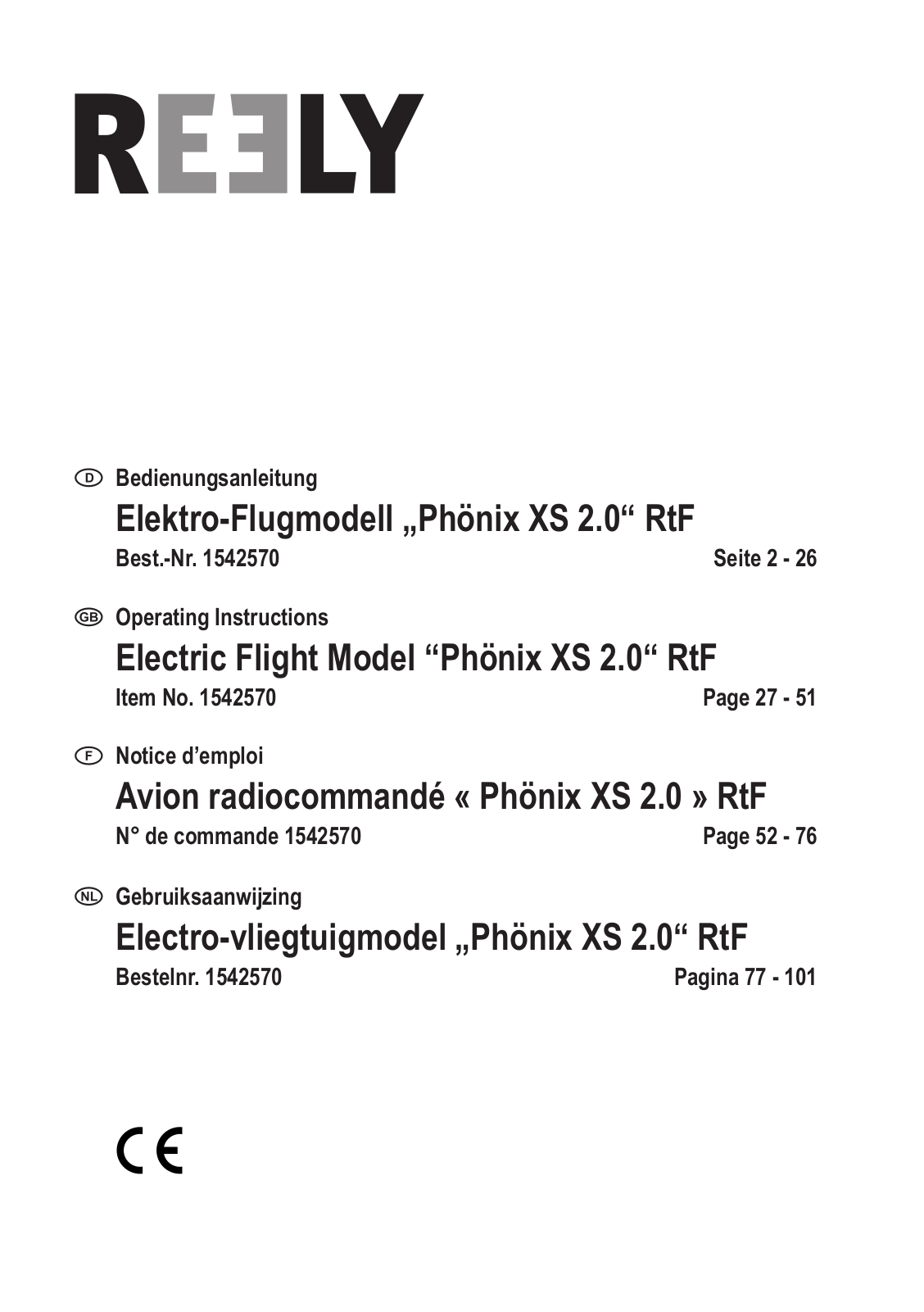 Reely Phönix XS 2.0 User manual