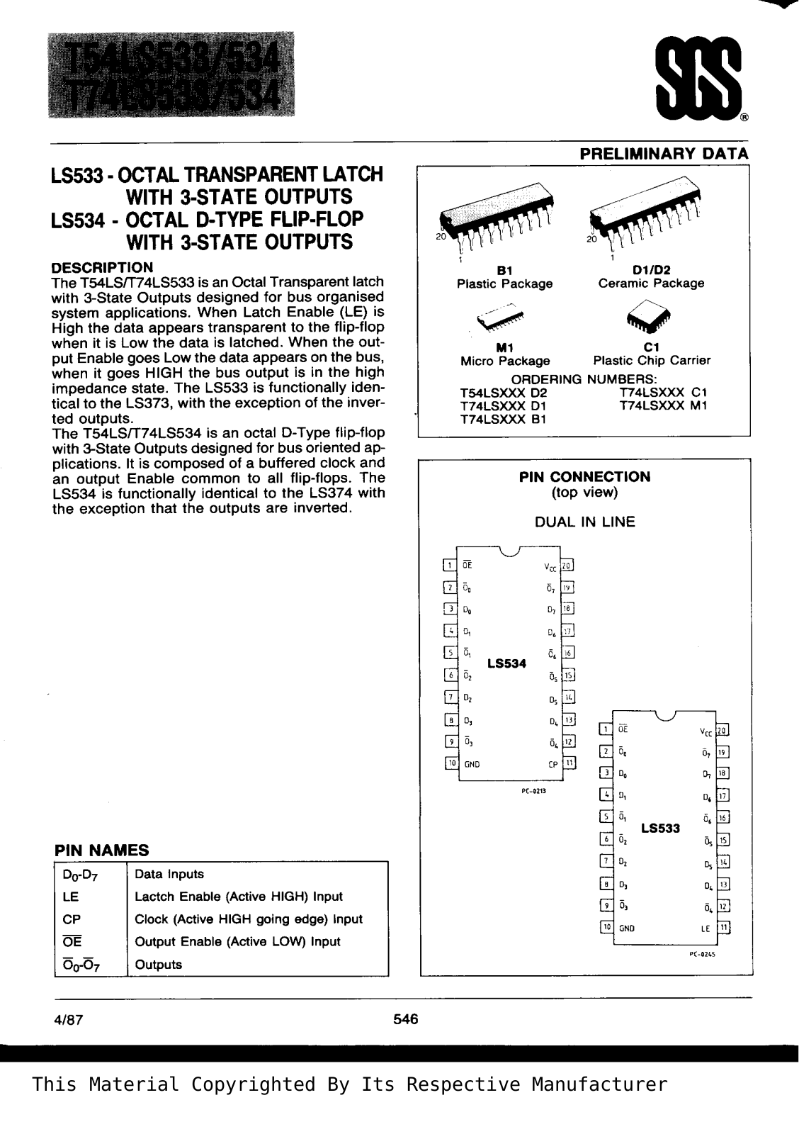 Datasheet T74LS534B1 Specification - ManualMachine.com