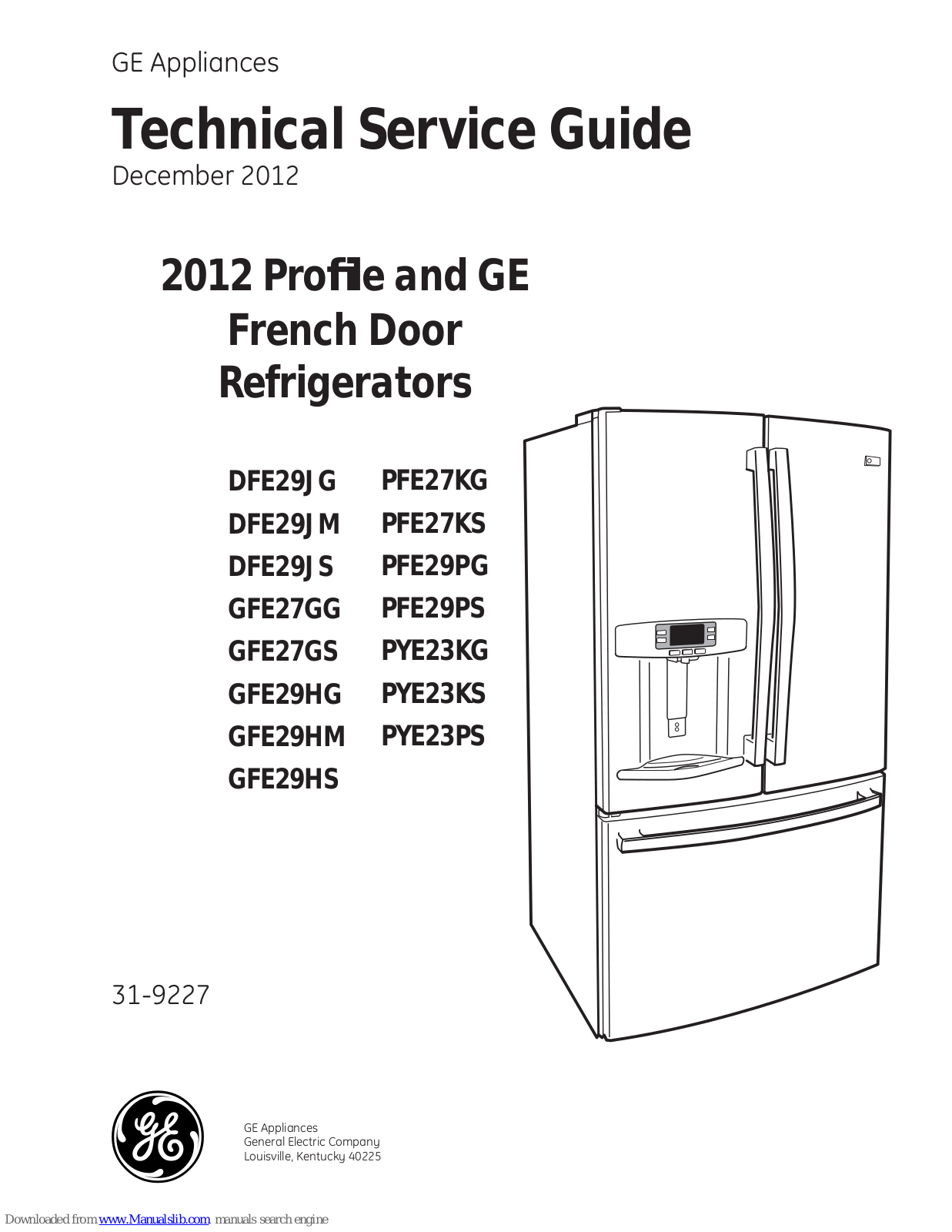 GE DFE29JM, GFE27GS, DFE29JS, GFE27GG, GFE29HG Technical Service Manual