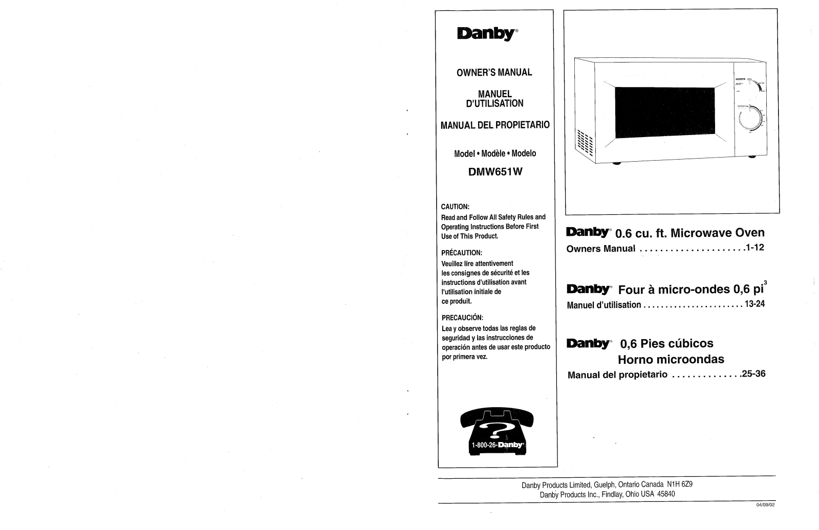 Danby DMW651W Manual