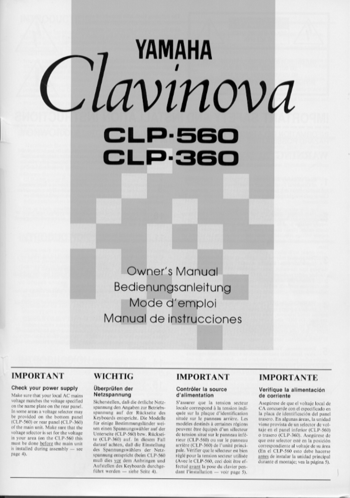 Yamaha CLP-560E, CLP-560 User Manual