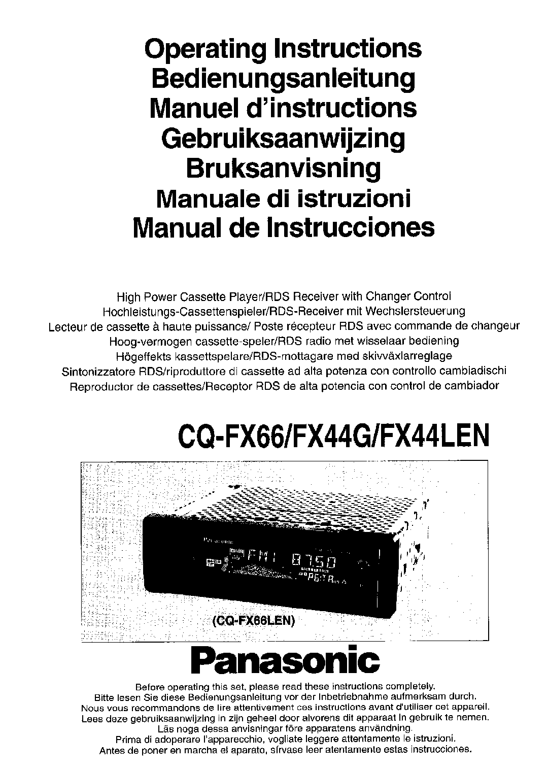 Panasonic CQ-FX66, CQ-FX44 User Manual