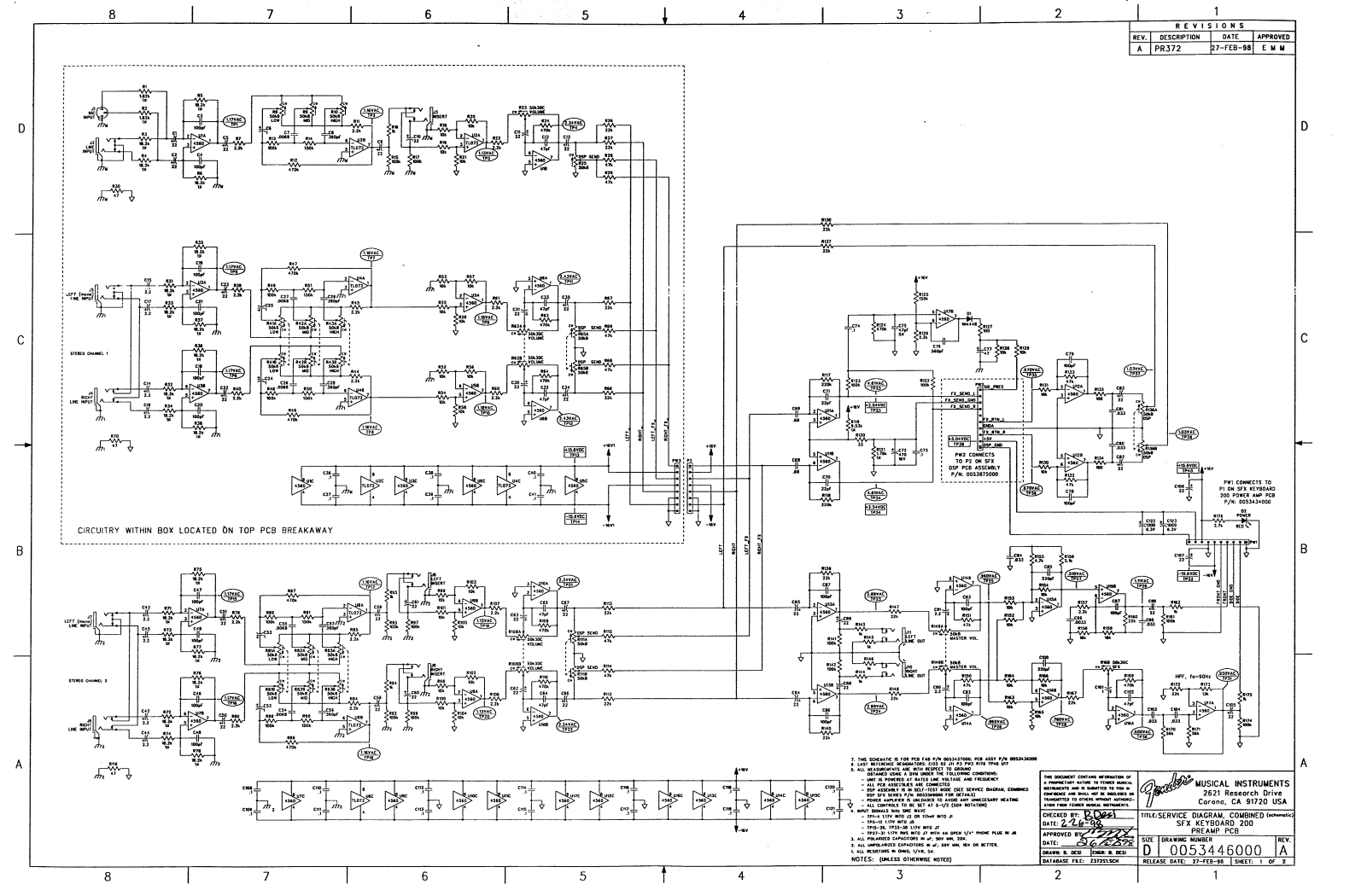 Fender SFX-Keyboard-200, Keyboard-200-SFX Schematic