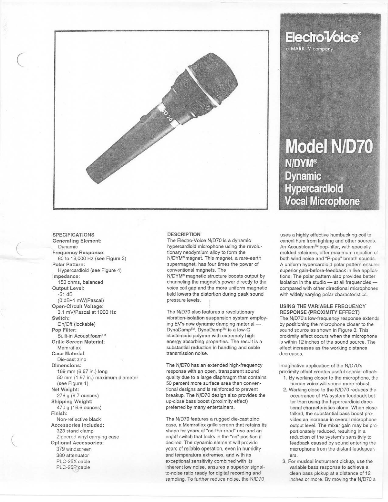 Electro-Voice N-D70 User Manual