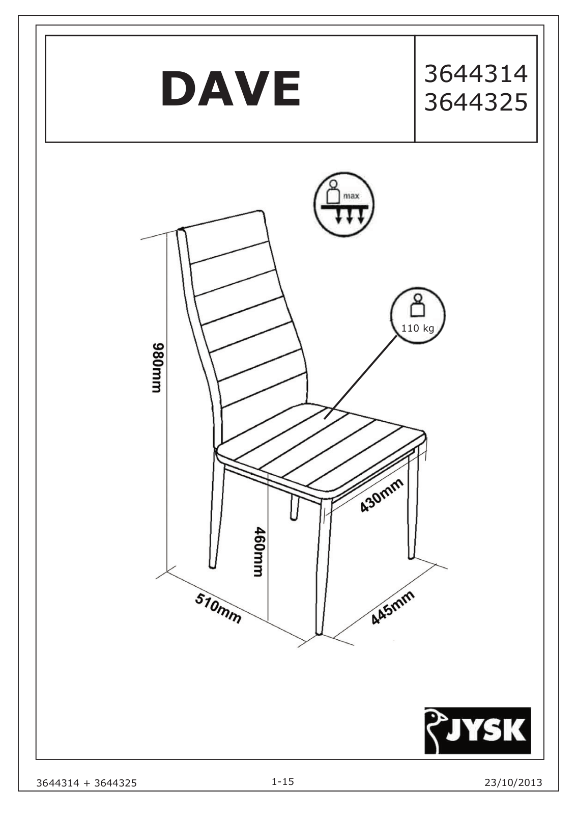 JYSK Dave, Toreby User Manual