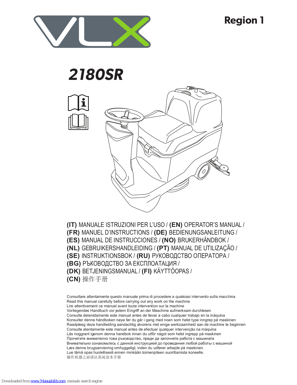 VLX 2180SR Operator's Manual