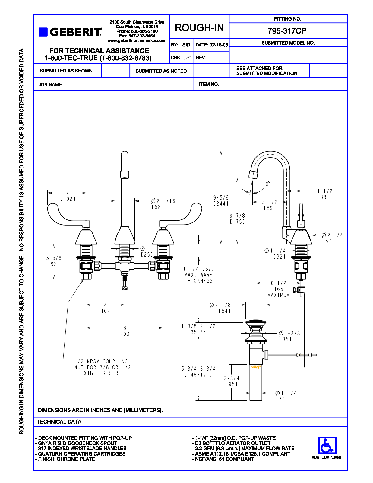 Chicago Faucet 795-317 User Manual