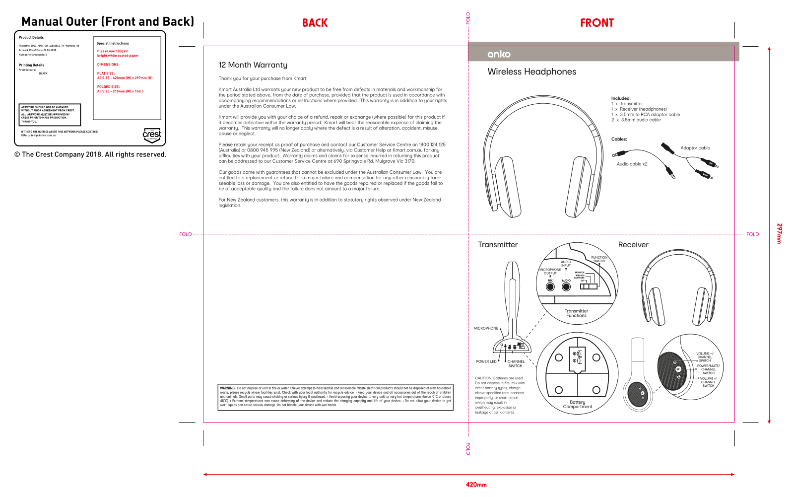 Anko Wireless Headphones User Manual