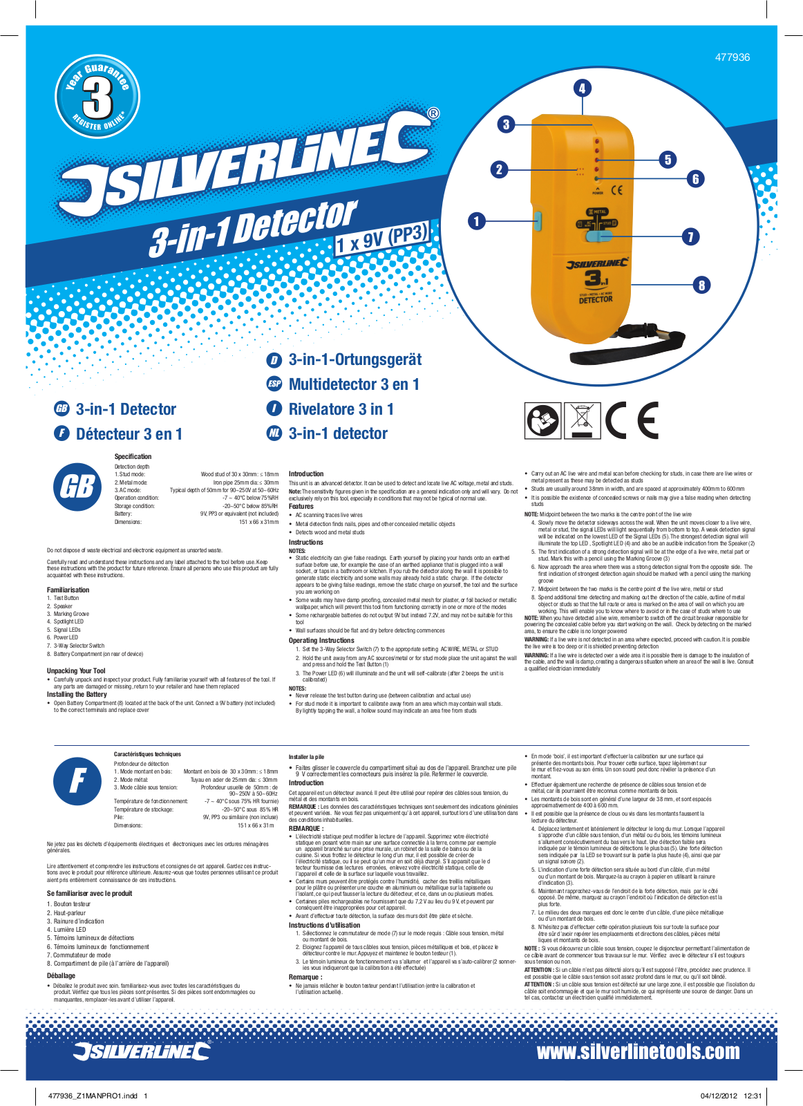 Silverline Detector Compact User Manual