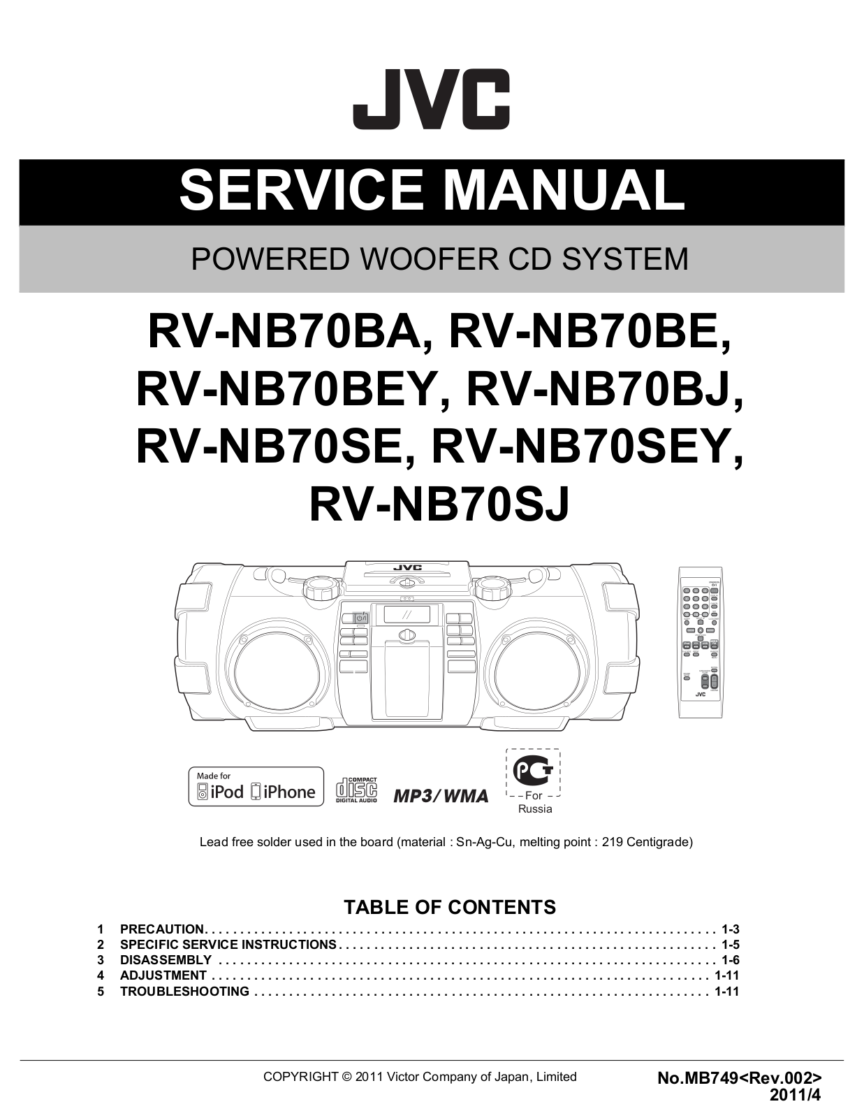 JVC RV-NB70 Service manual