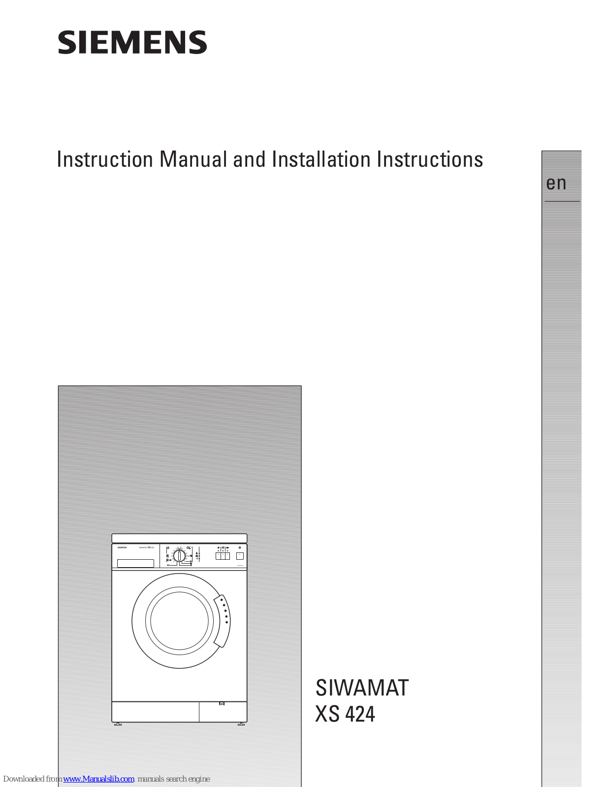 Siemens SIWAMAT XS 424 Instruction Manual And Installation Instructions