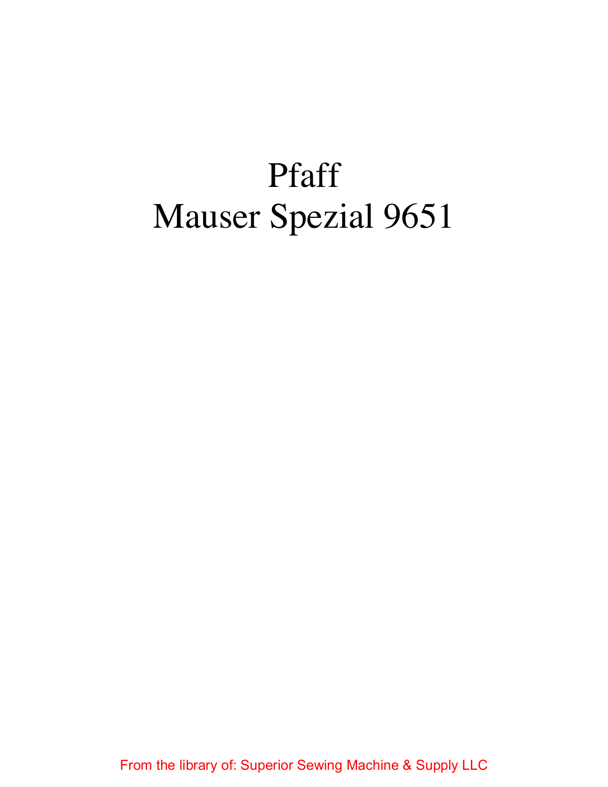 Mauser Spezial 9651 User Manual