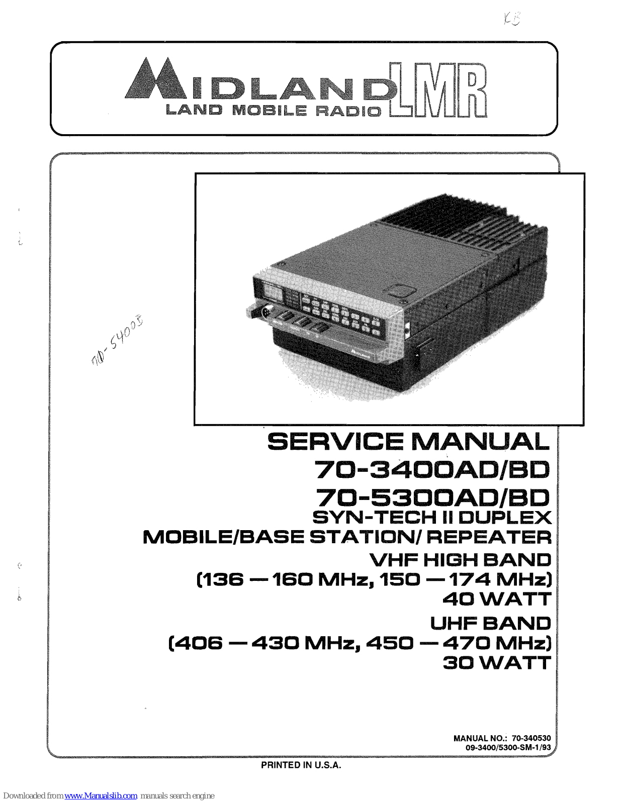 Midland 70-3400AD/BD, 70-5300AD/BD Service Manual