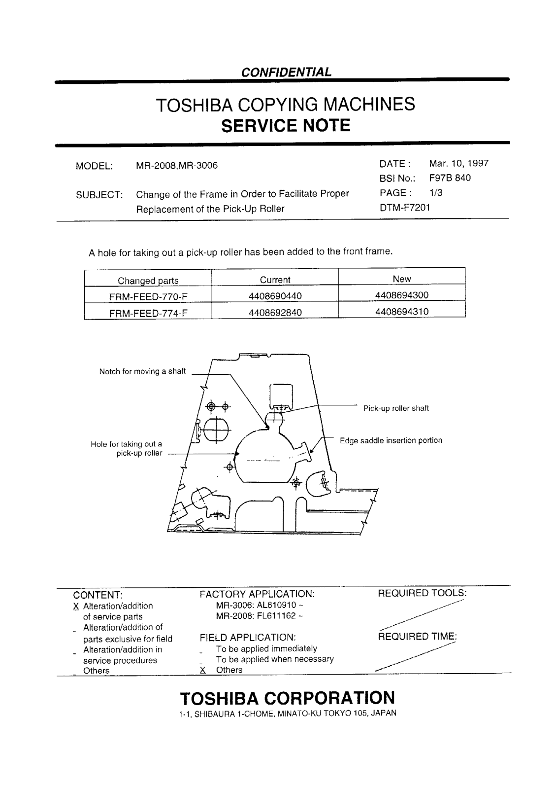 Toshiba f97b840 Service Note