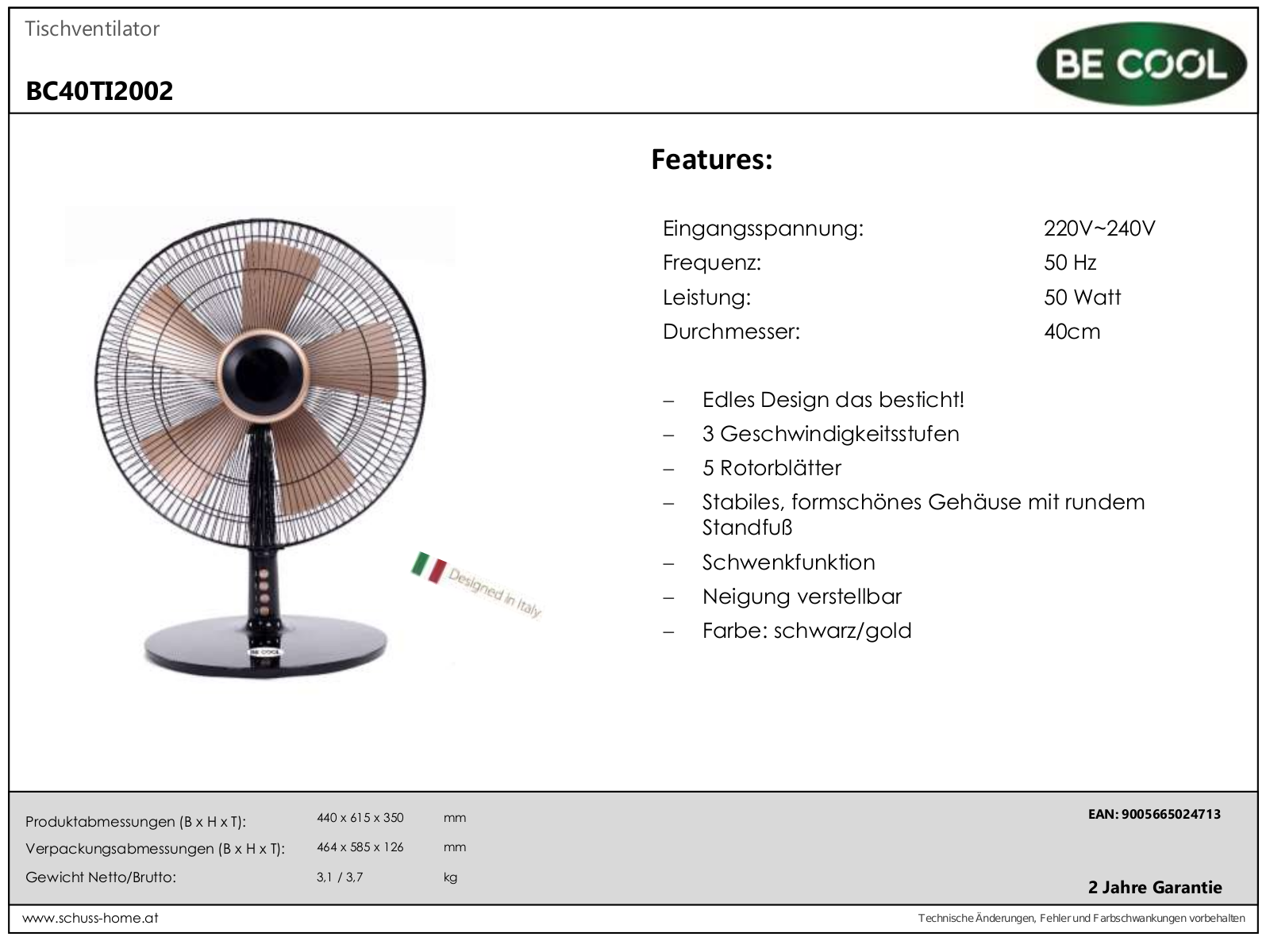 Be Cool BC40TI2002 User Manual