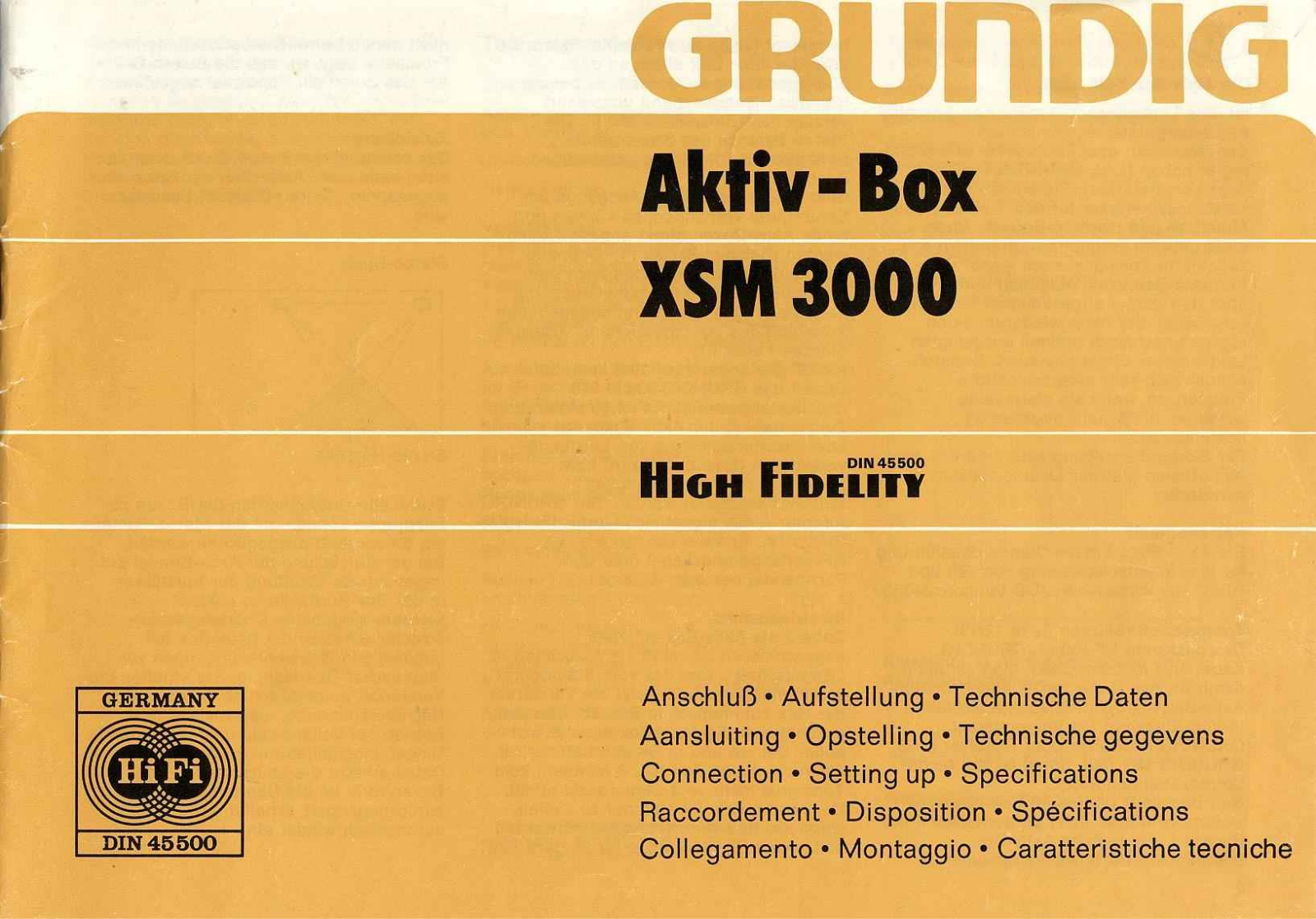 Grundig Aktiv-Box-XSM-3000 Owners Manual