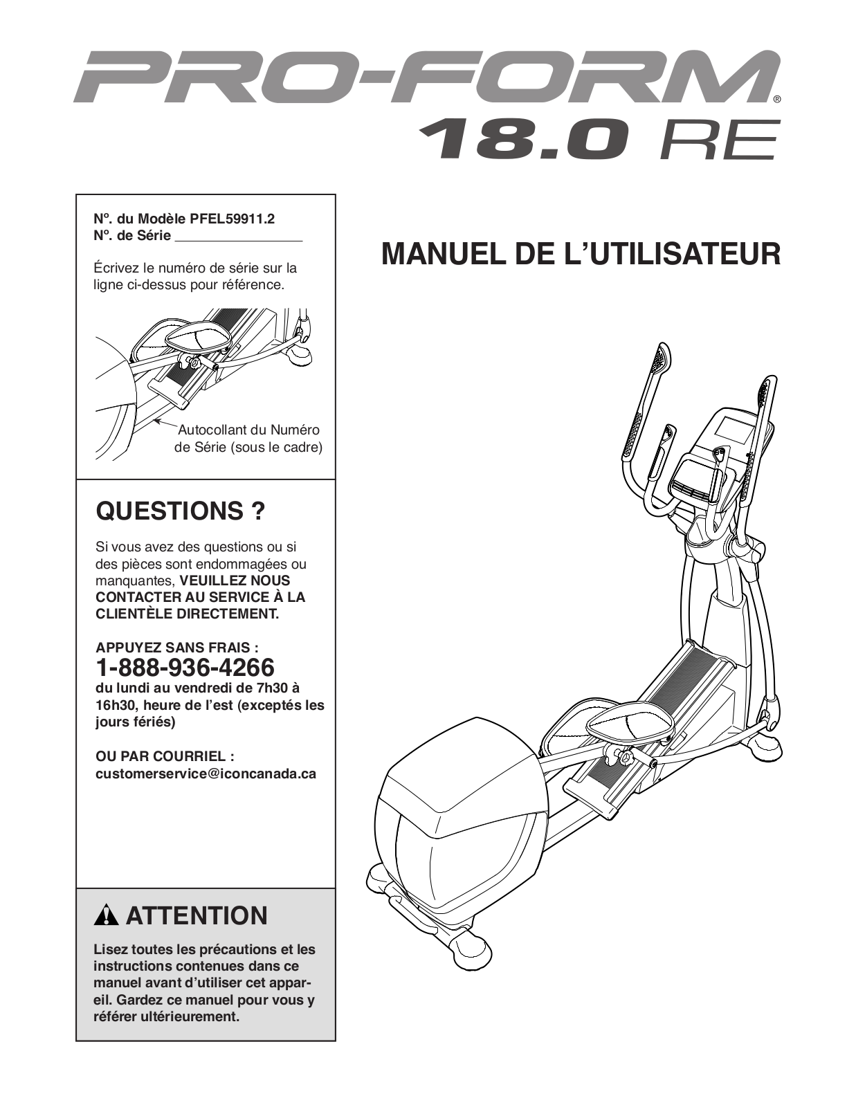 ProForm PFEL599112 User Manual