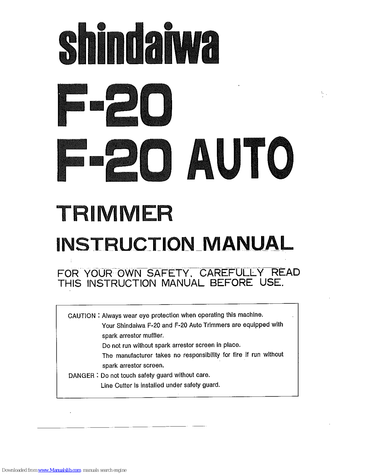 Shindaiwa F-20 Auto Instruction Manual