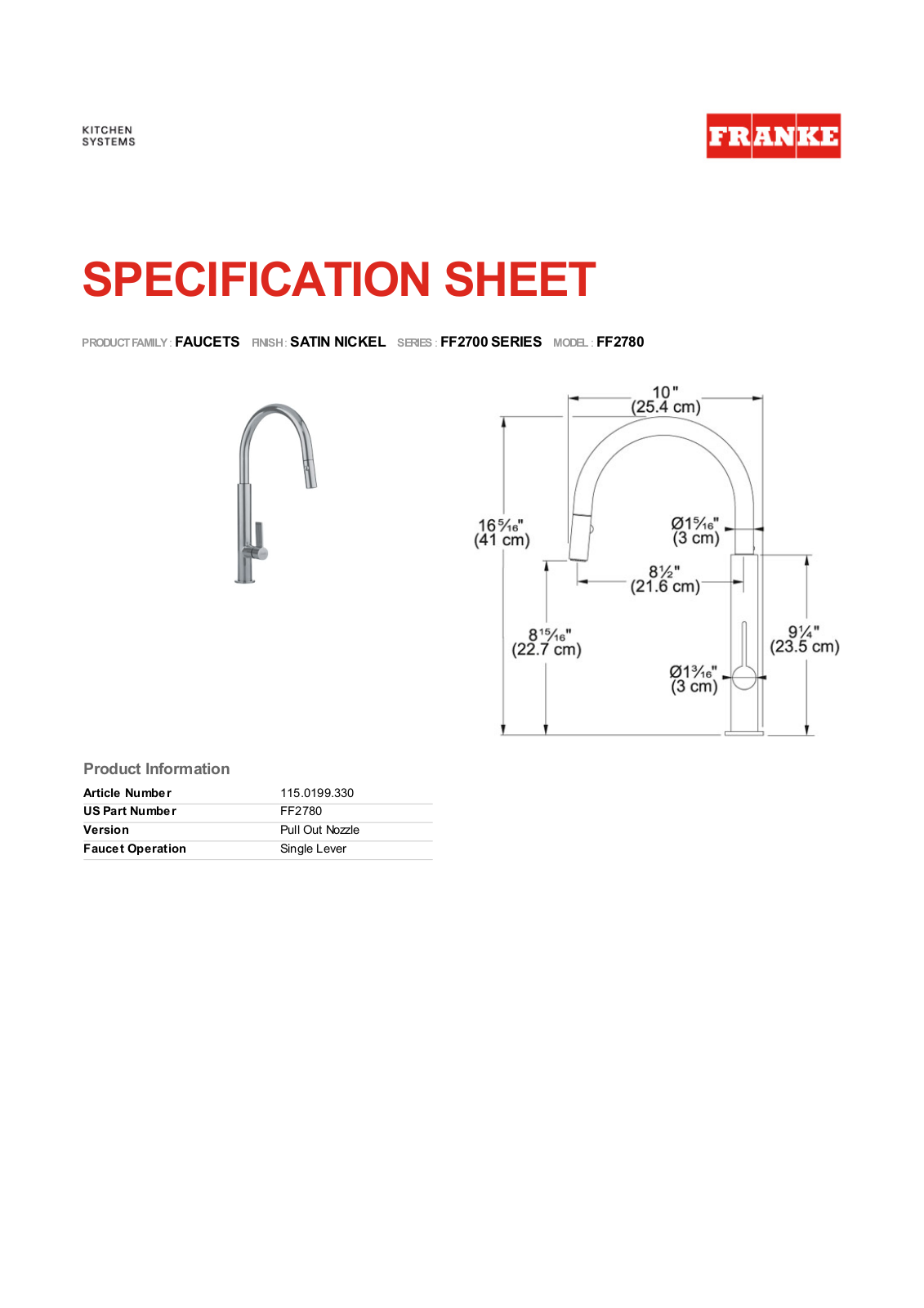 Franke Foodservice FF2780 User Manual