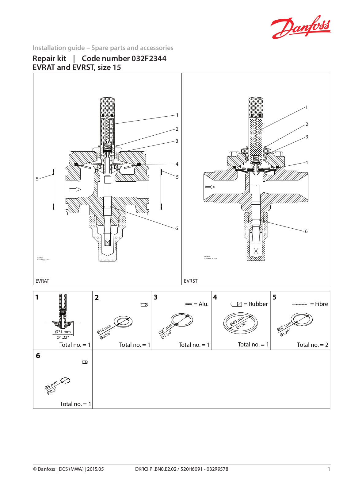 Danfoss EVRAT 15, EVRST 15 Installation guide