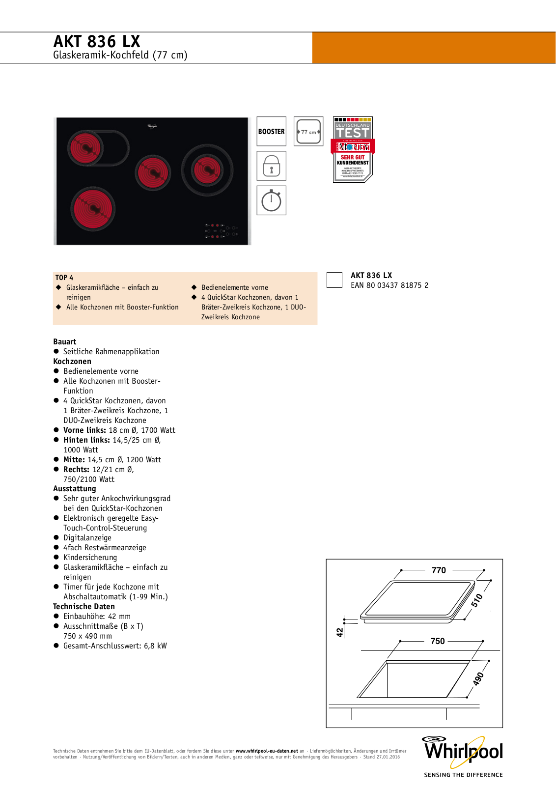 Whirlpool AKT 836/LX PROGRAM CHART