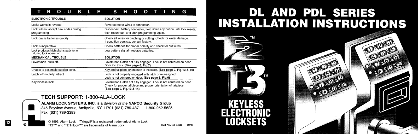 Alarm Lock DLSERIES Installation Instruction