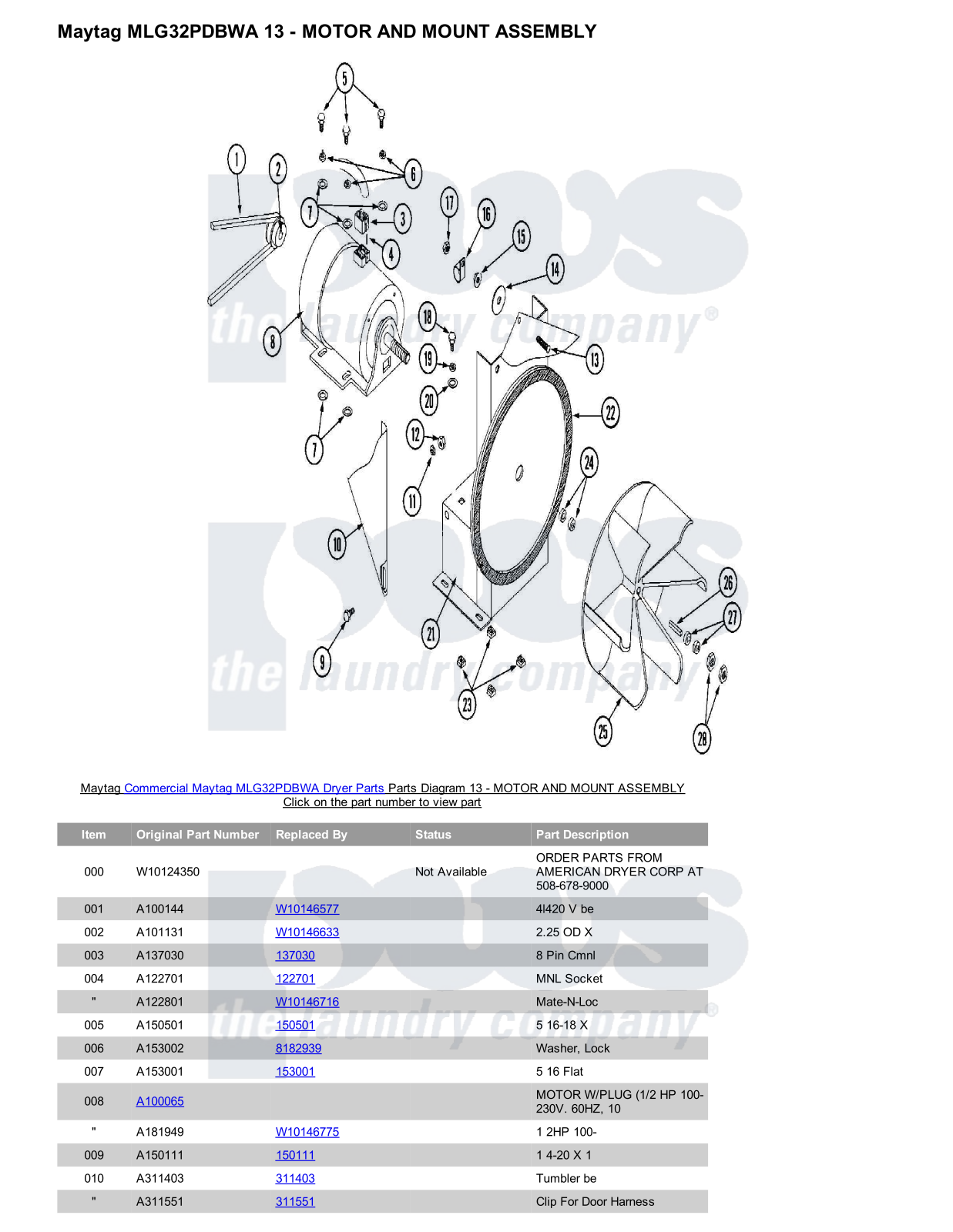 Maytag MLG32PDBWA Parts Diagram