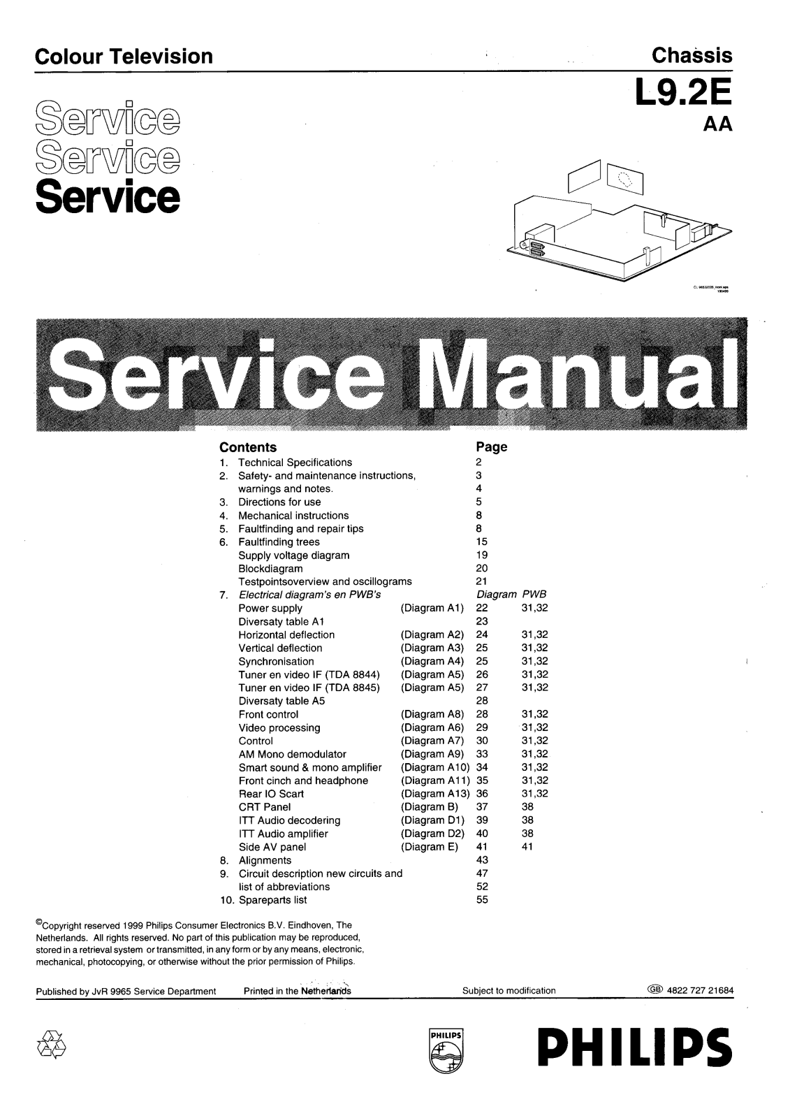 PHILIPS 14PT1324, 14PT1345, 14PT1354, 14PT1365, 14PT1565 Service manual & schematics