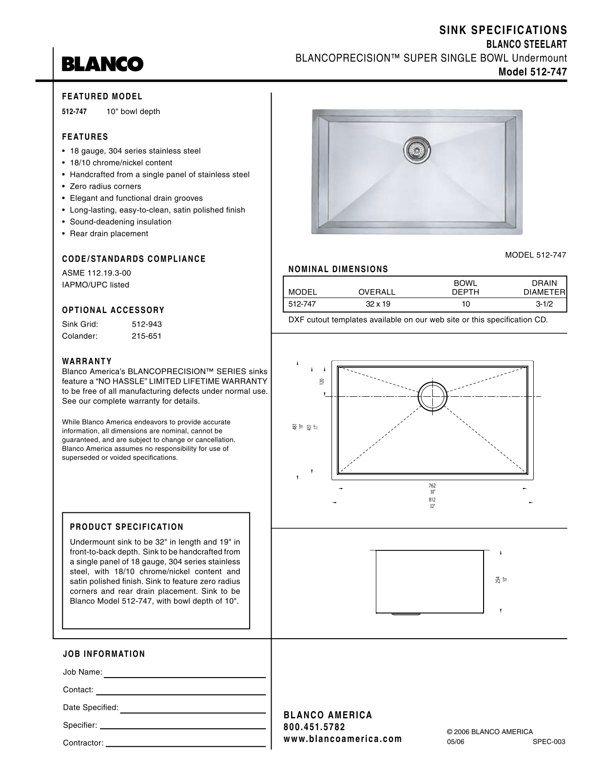 Blanco 512-747 User Manual