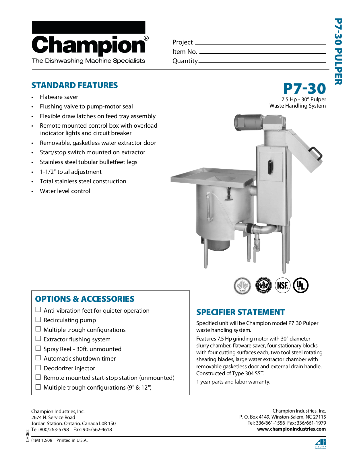 Champion P7-30 General Manual