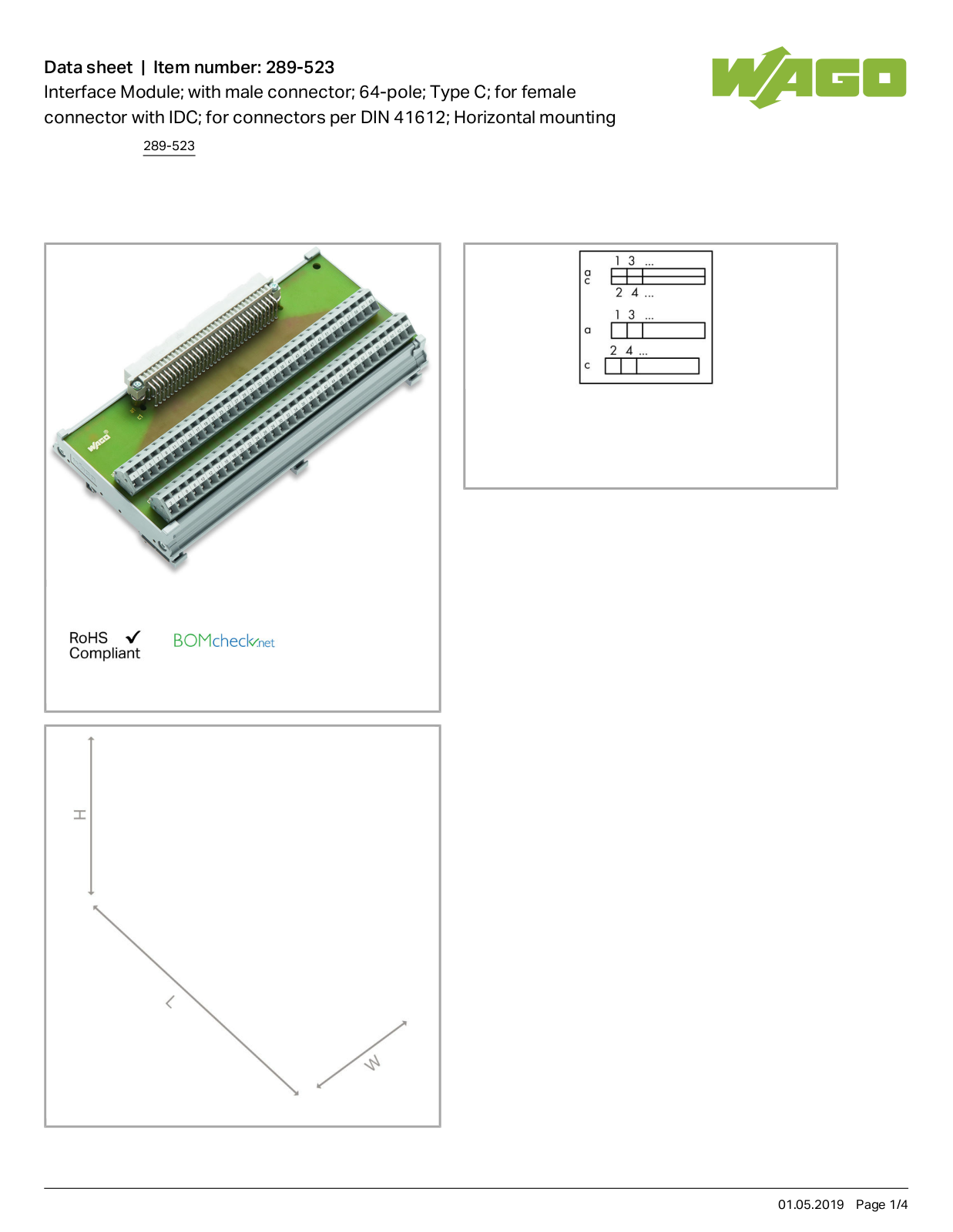 Wago 289-523 Data Sheet