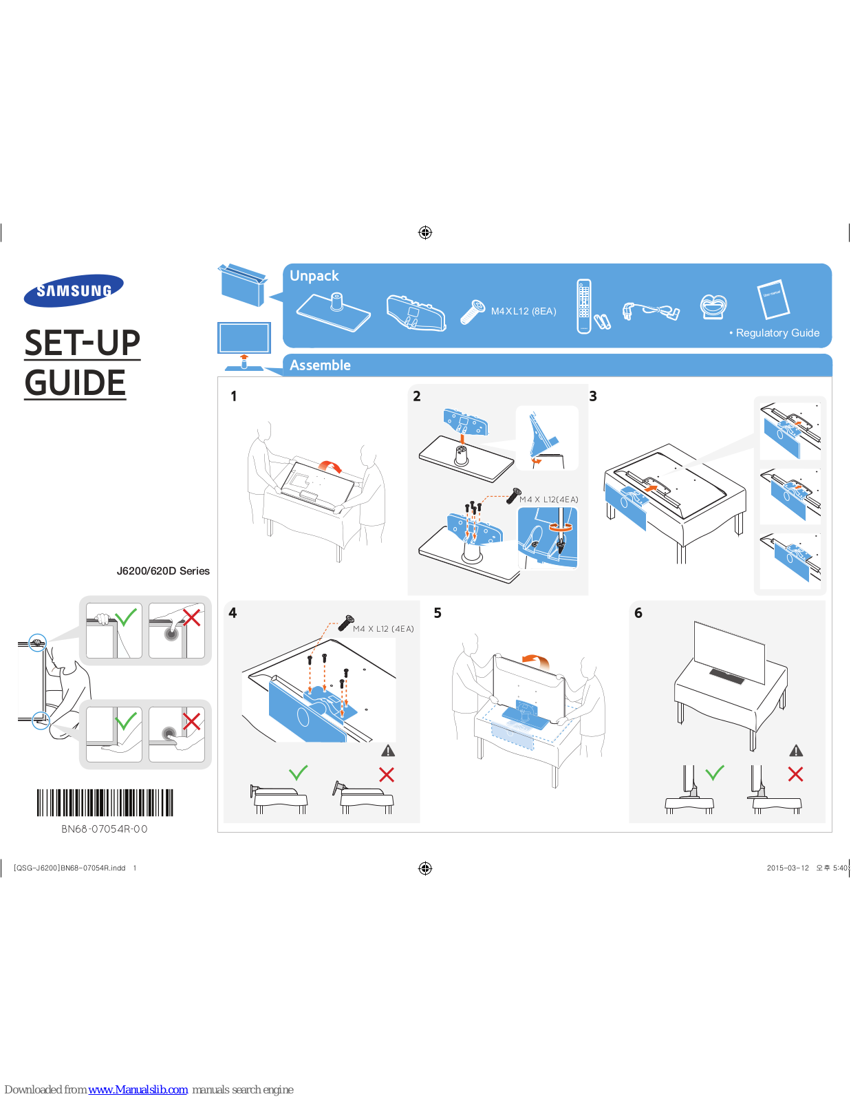 Samsung Smart TV 6200, J6200 Series, J620D Series Setup Manual