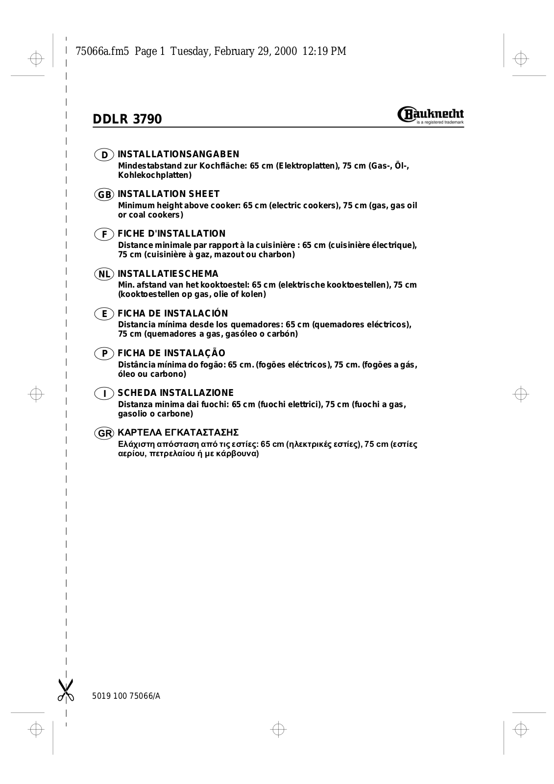 Whirlpool DDLR 3790 INSTALLATION SHEET