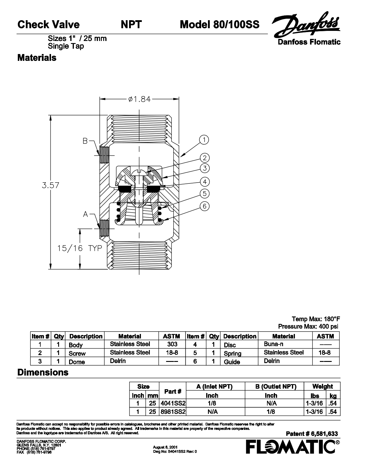 Flomatic 80SS Shematics