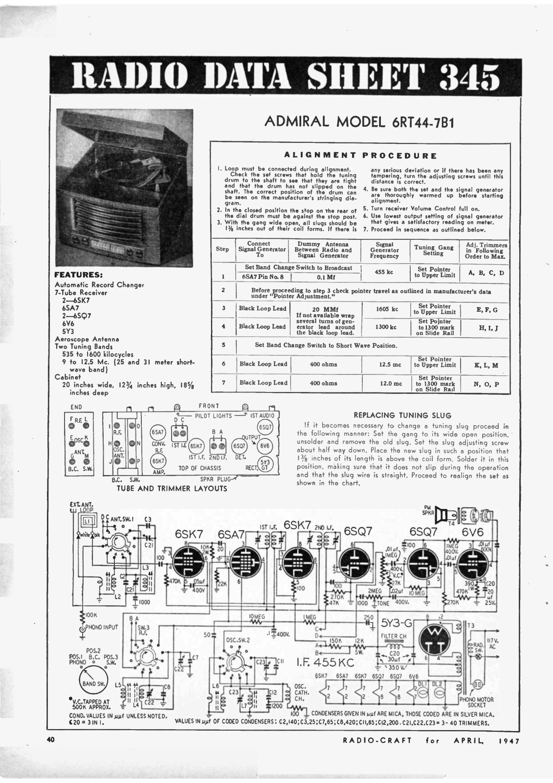 Admiral 6RT44 Schematic - ManualMachine.com