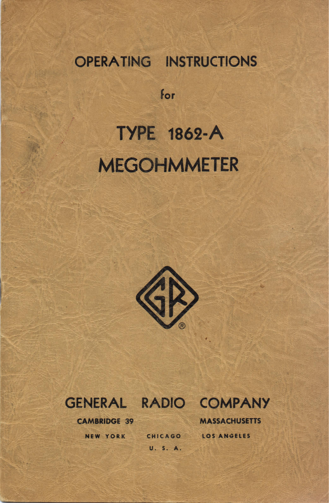 General Radio Company 1862-A Service manual