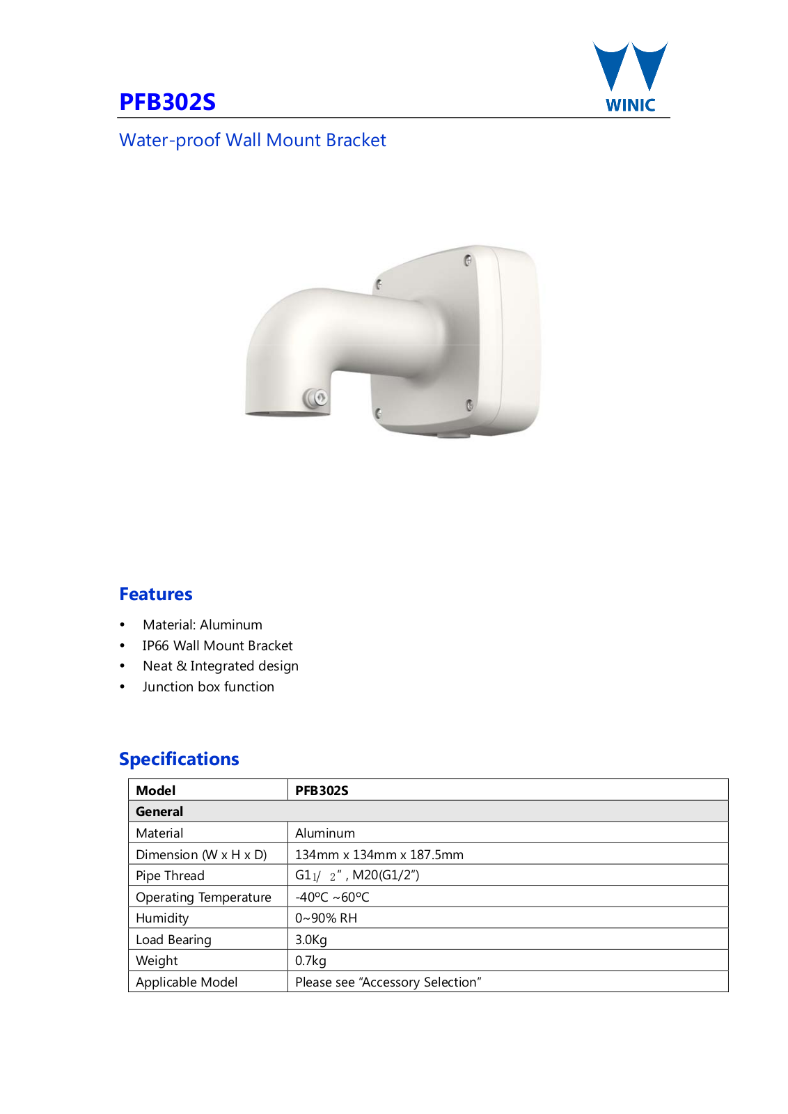 Cantek CT-W-PFB302S Specsheet