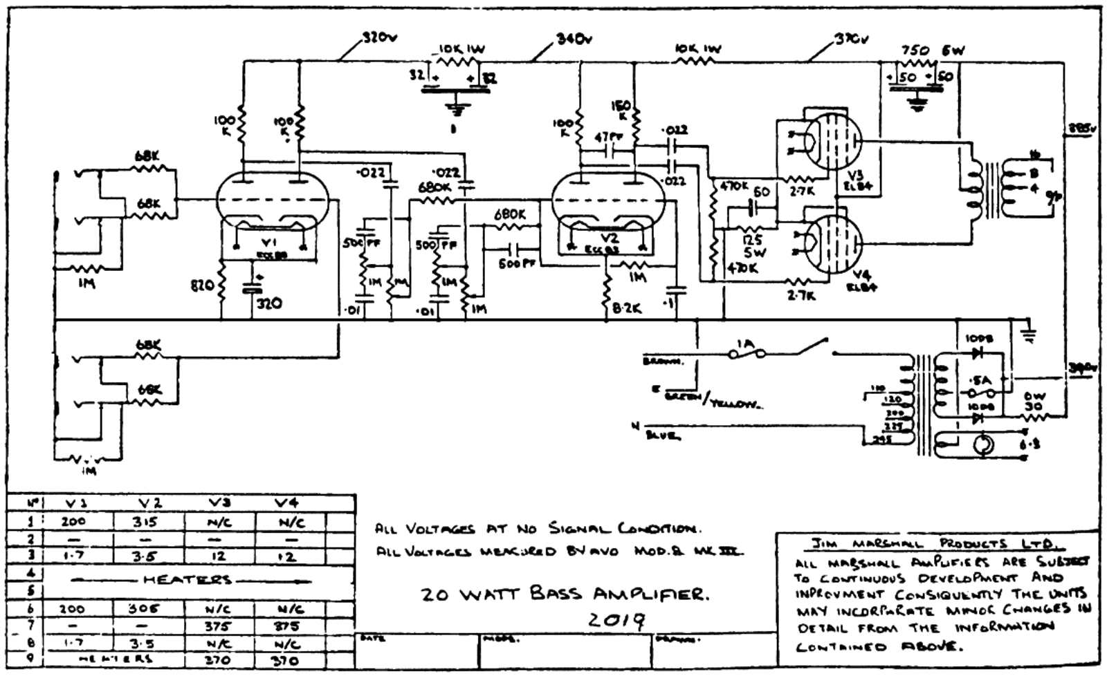 Marshall 2019-20W Schematic